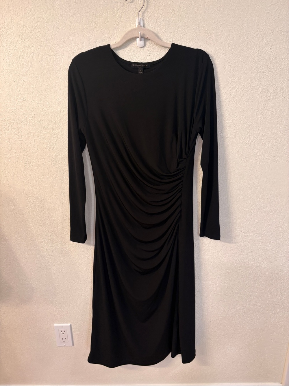 Banana Republic Ruched Dress Black Medium NWT